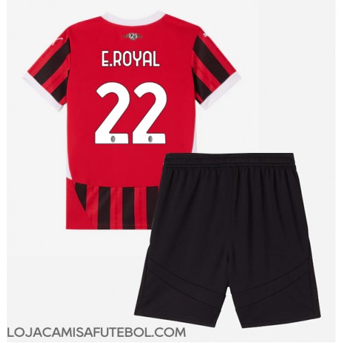 Camisa de Futebol AC Milan Emerson Royal #22 Equipamento Principal Infantil 2024-25 Manga Curta (+ Calças curtas)